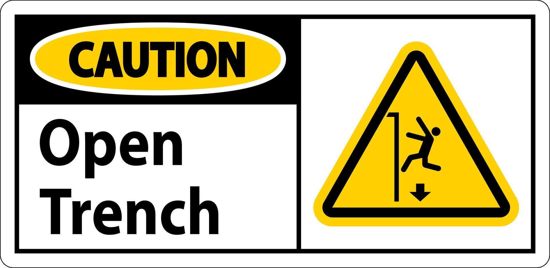 Caution Sign Open Trench vector