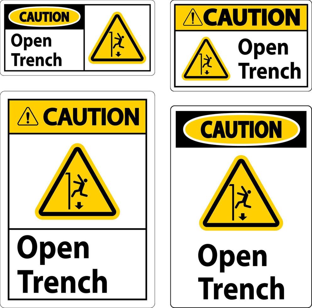 Caution Sign Open Trench vector