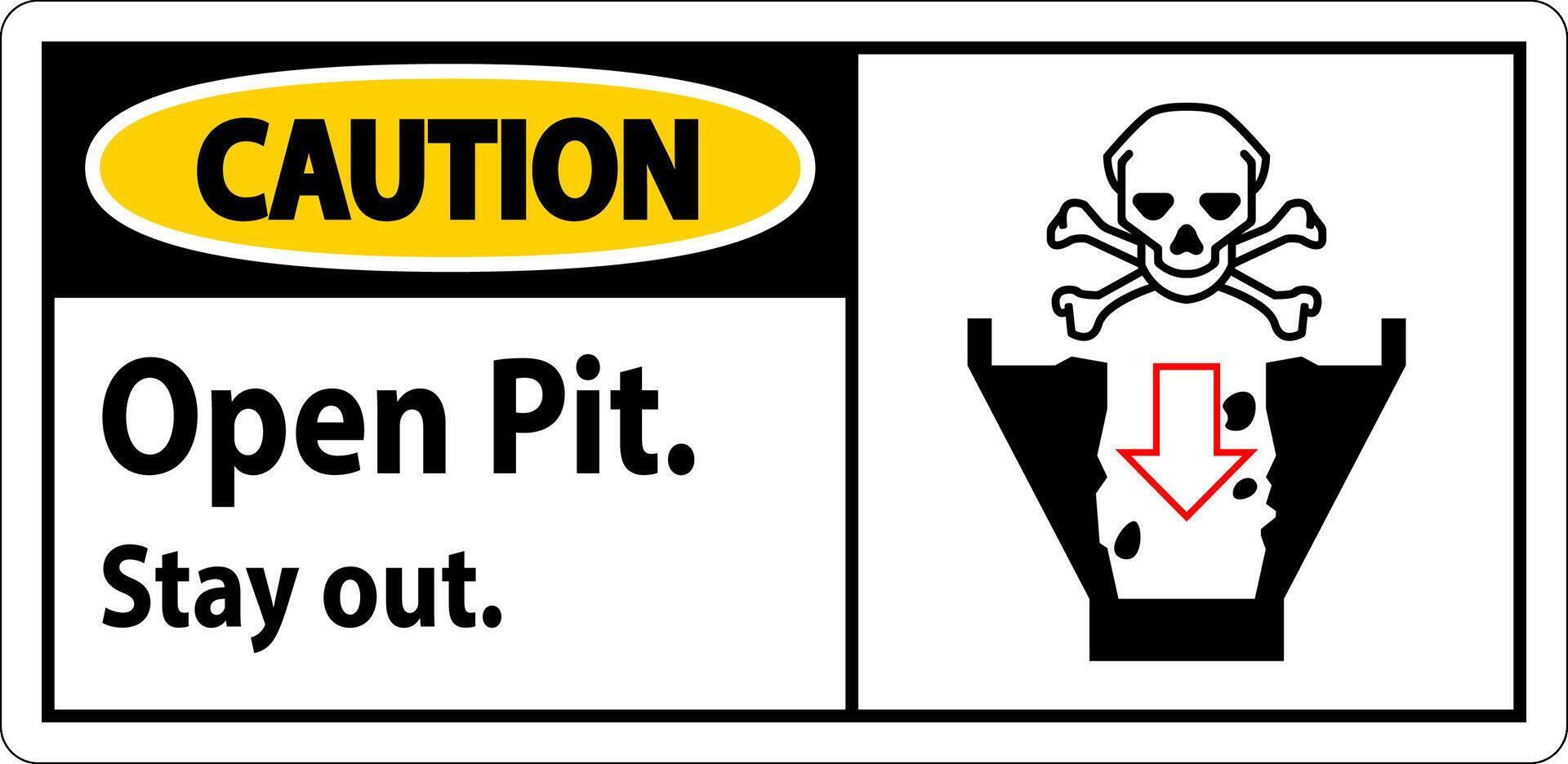 Caution Sign Open Pit, Stay Out vector