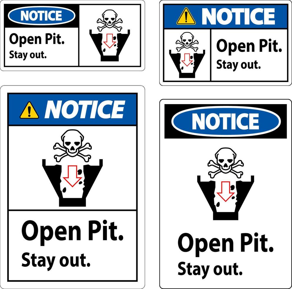 Notice Sign Open Pit, Stay Out vector