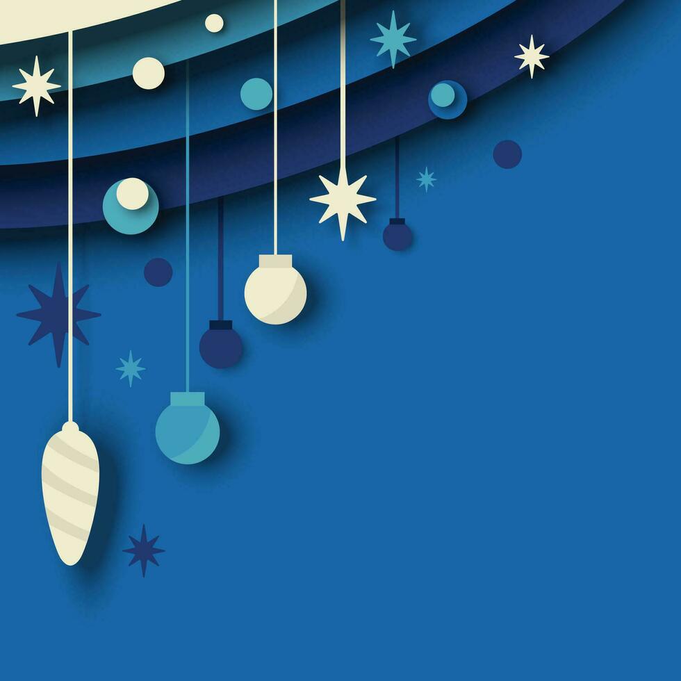 Blue Christmas ornament paper background vector