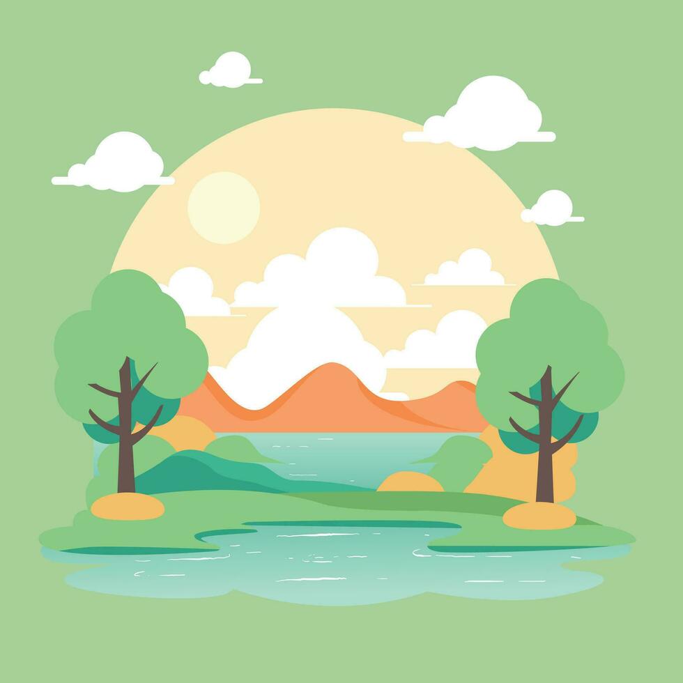 minimalist natural landscape design vector