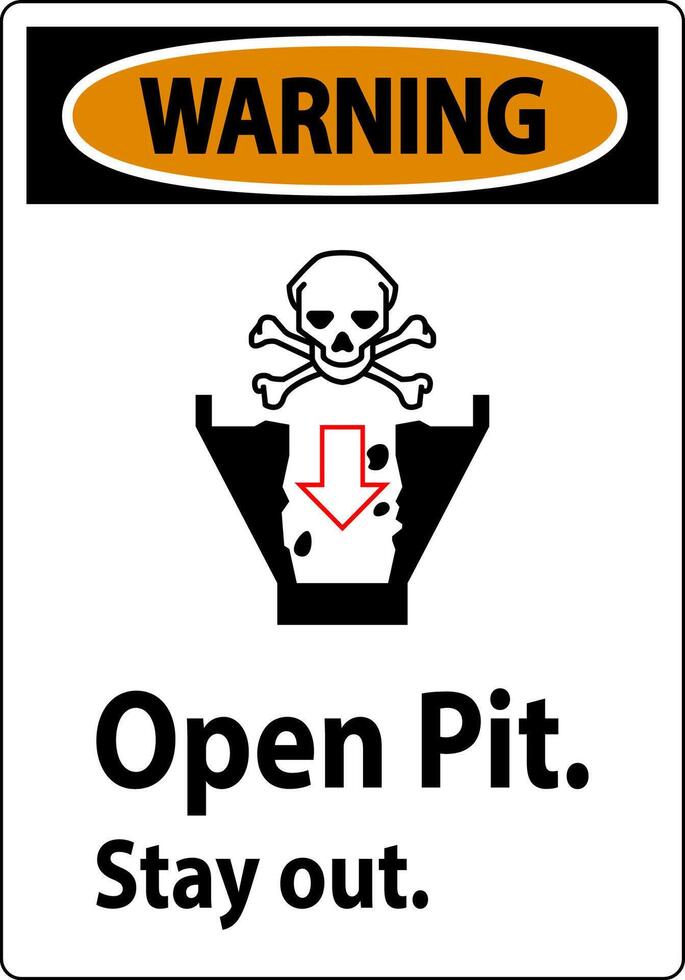Warning Sign Open Pit, Stay Out vector