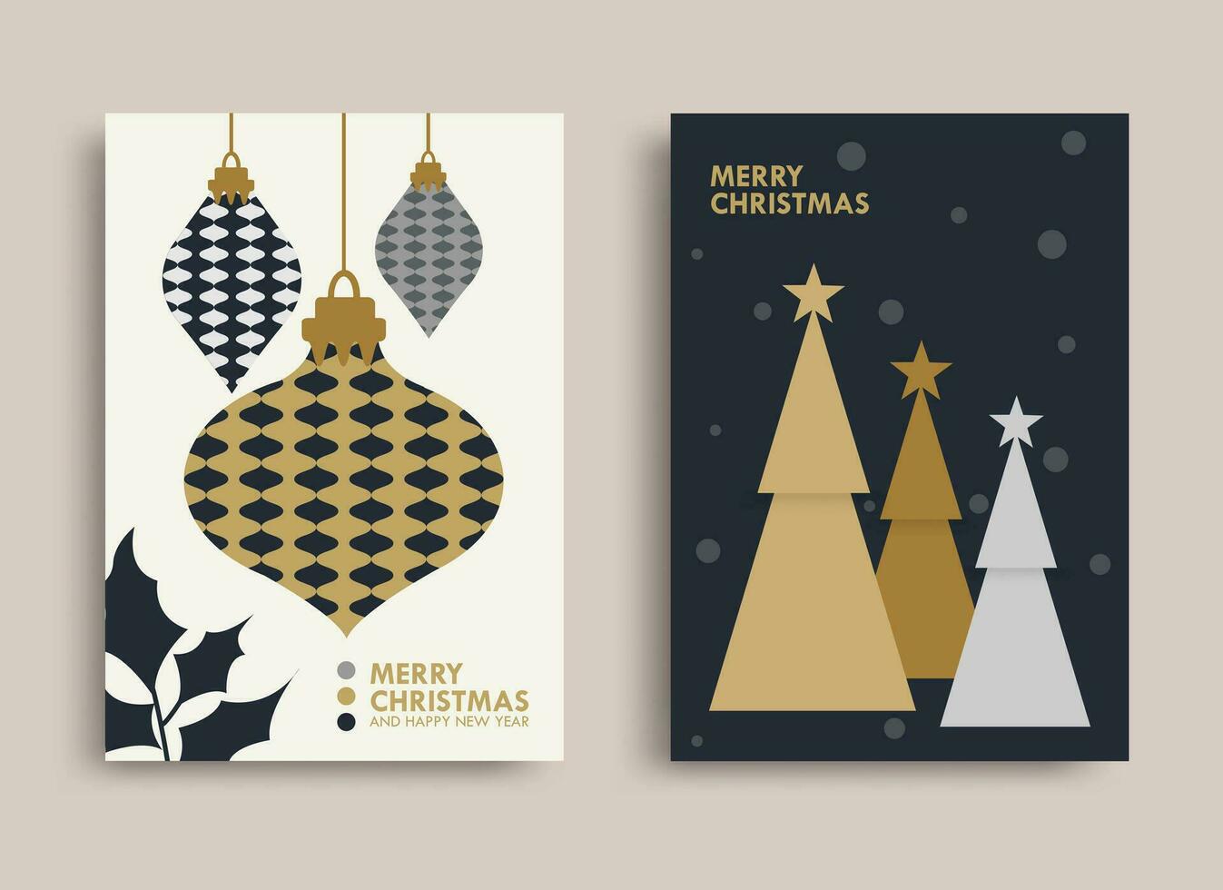 Set of Christmas ornament and Christmas trees. Dark theme Vector illustration concepts for graphic and web design, social media banners, and marketing material.