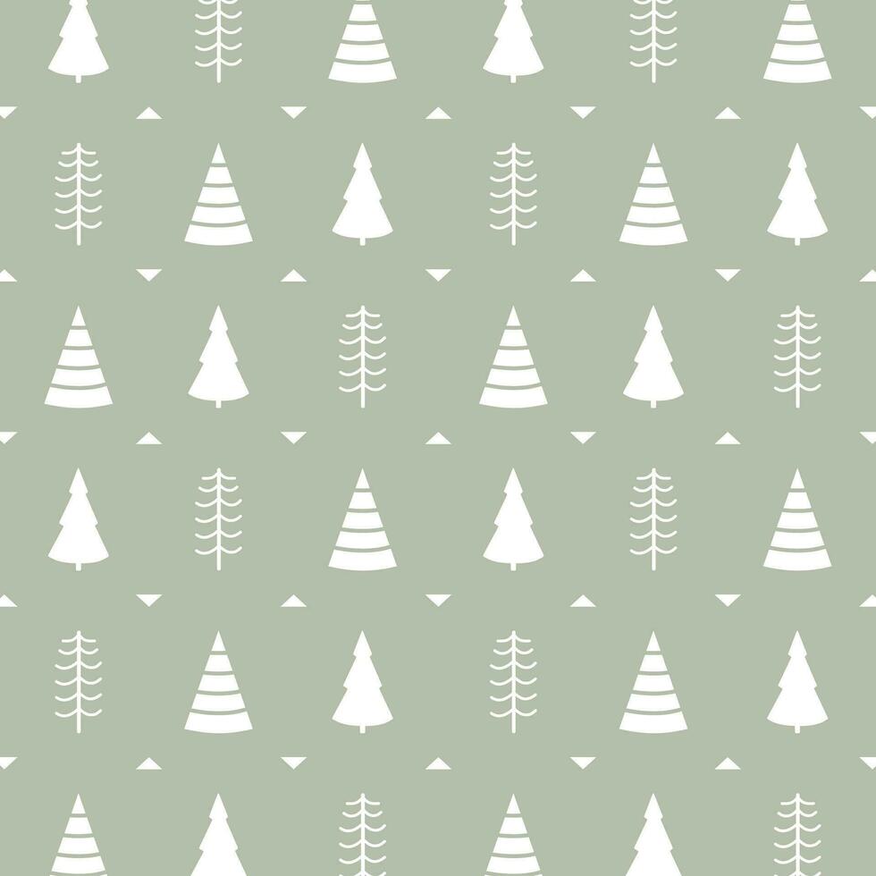 Simple White Christmas Trees Pattern vector