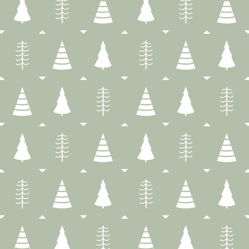 Simple White Christmas Trees Pattern vector