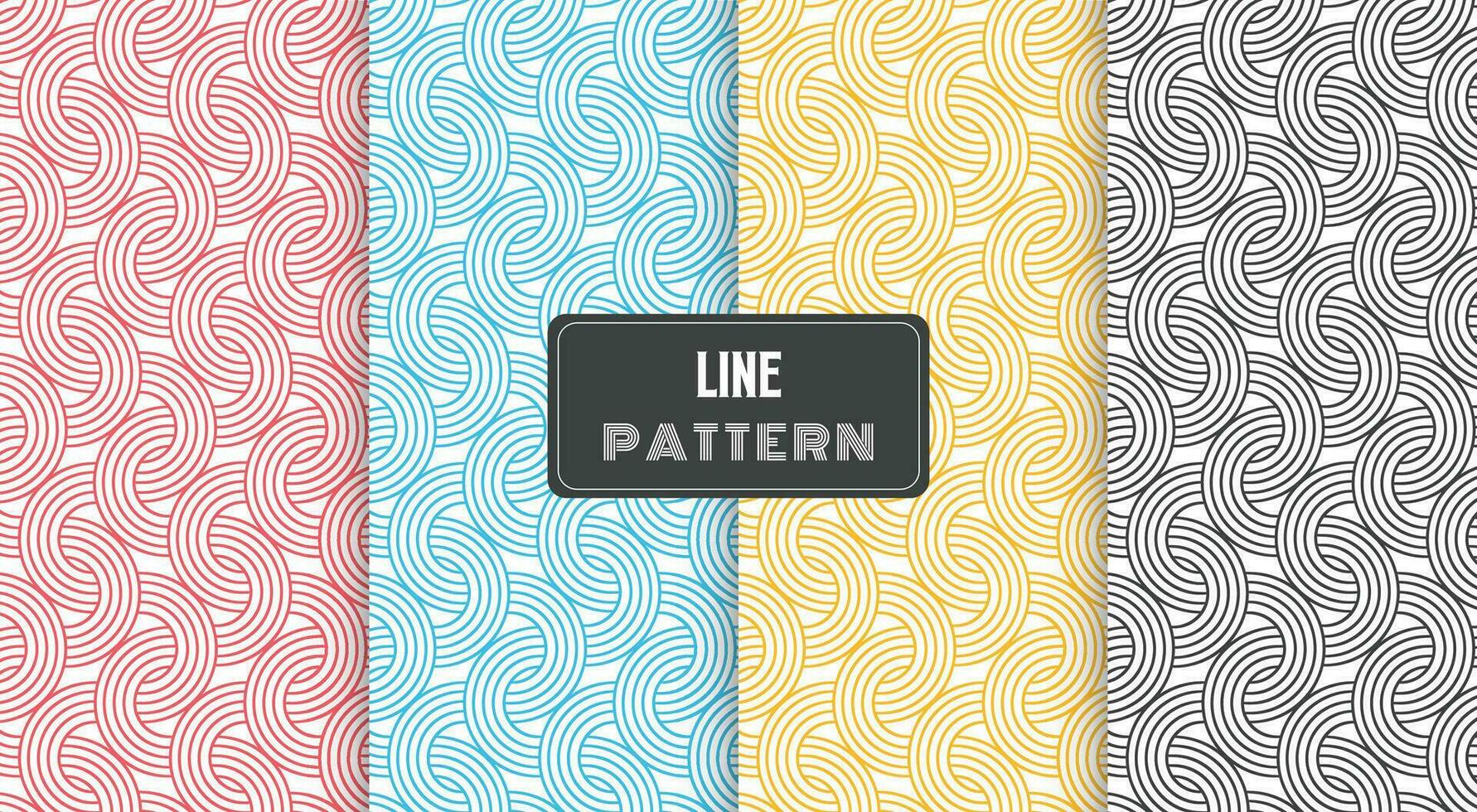 line circle wave traditional pattern vector