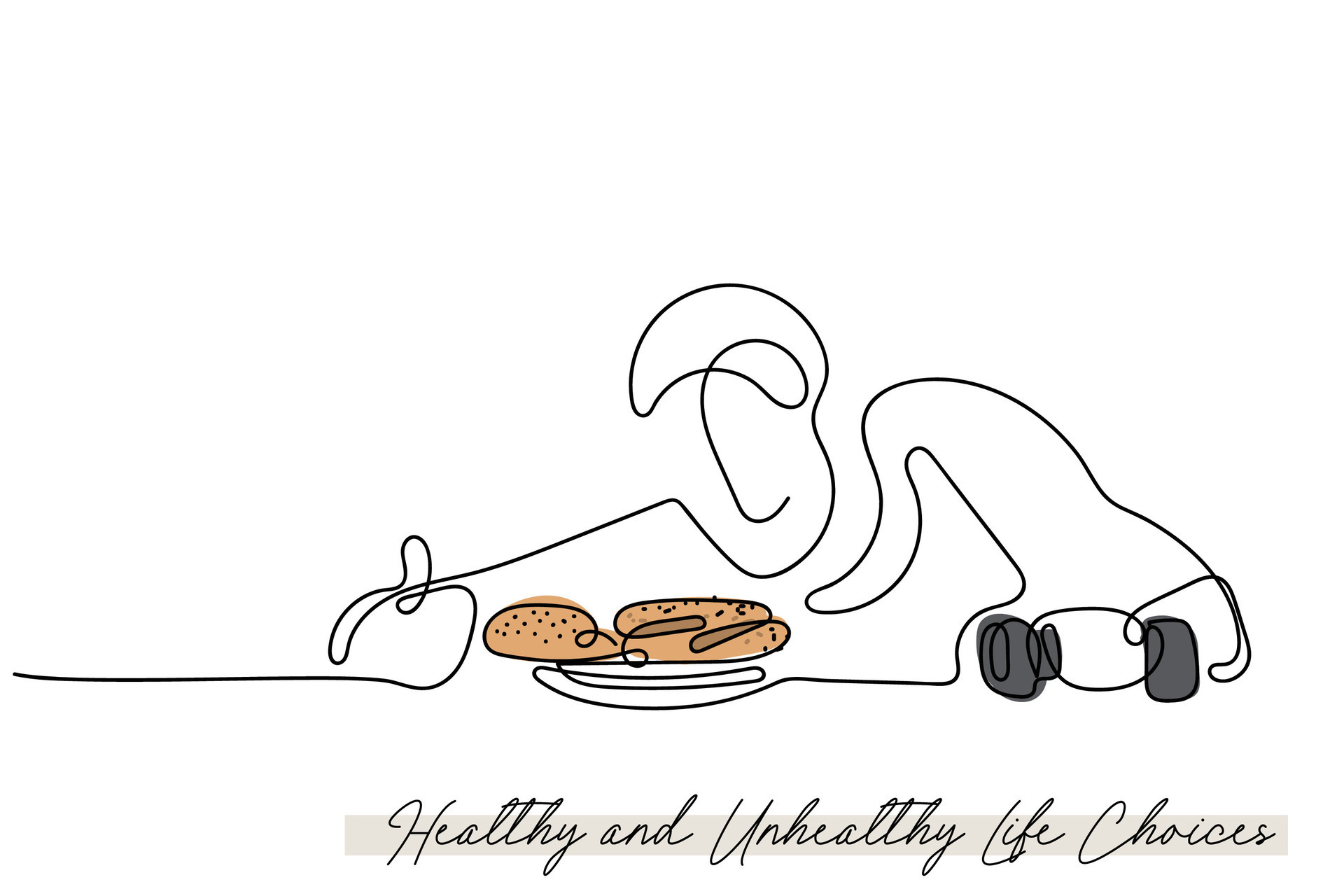 Line art vector of a person suffering from eating disorder 34746206 ...