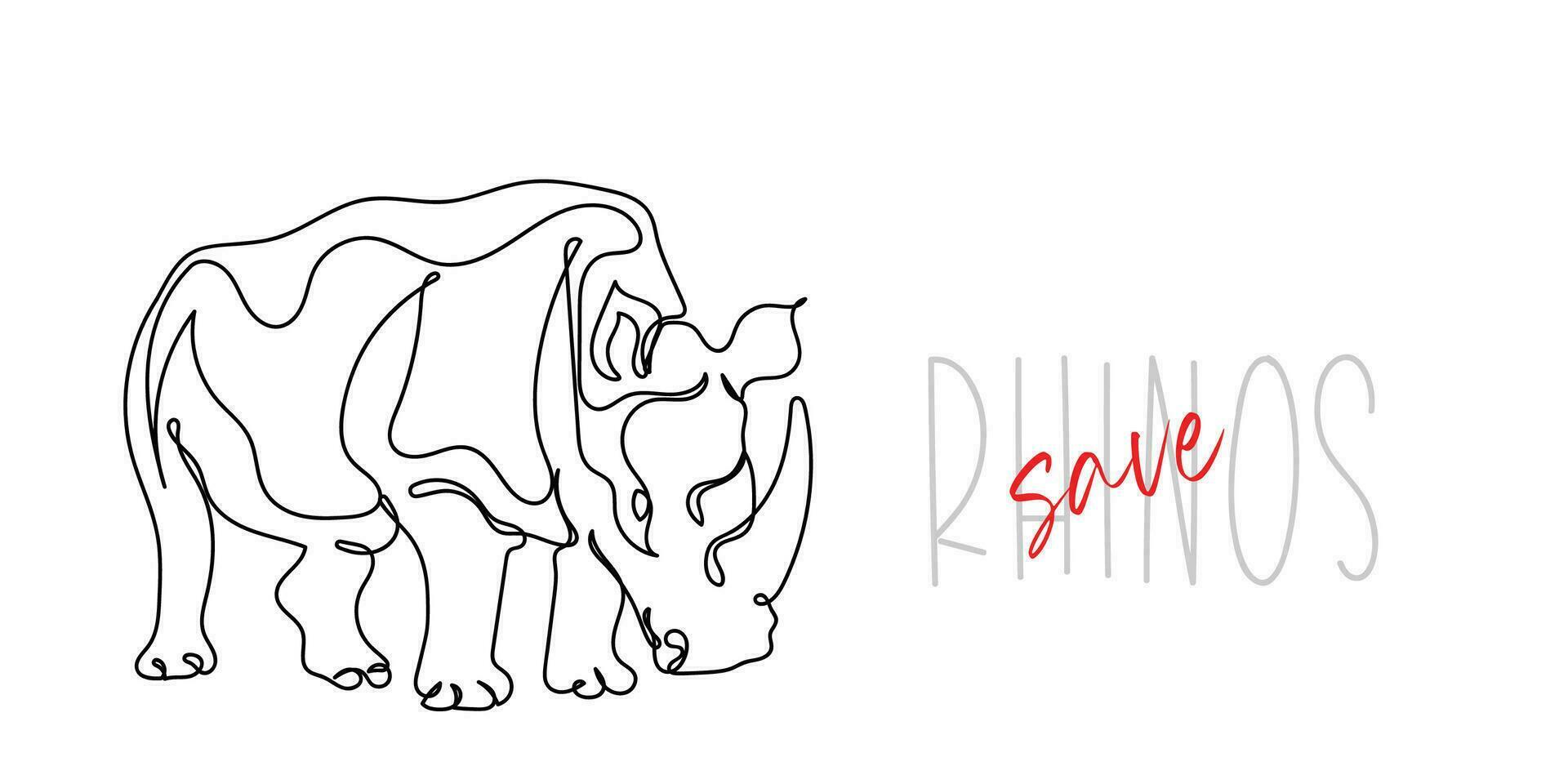 line art vector of Rhinosaurus. Save Rhinos.