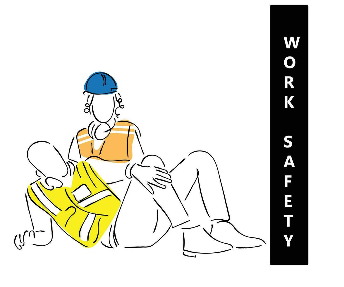 line art vector of world day for safety and health at work.