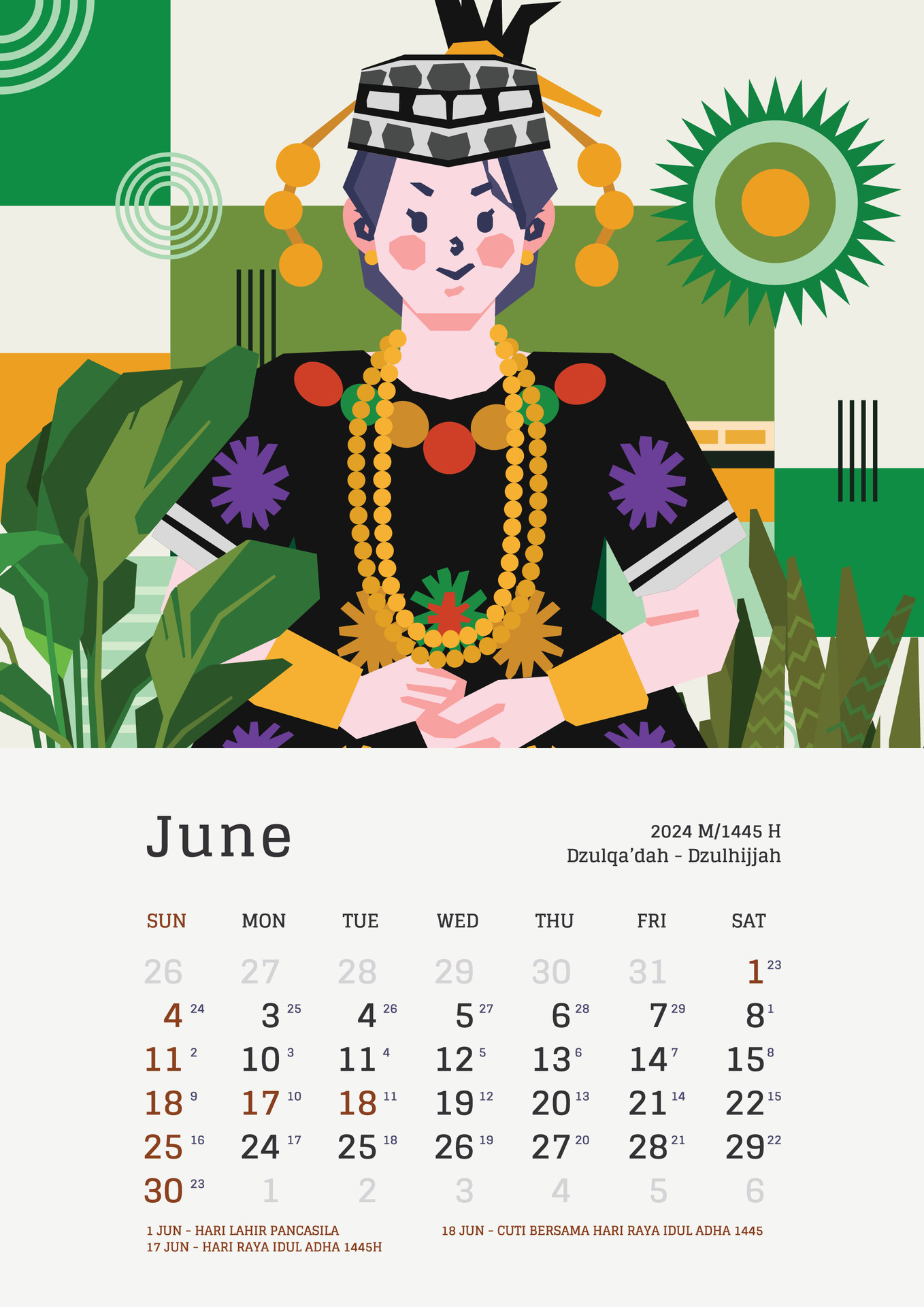 June Monthly Calendar With Indonesia National Holiday Template Layout june-monthly-calendar-with-indonesia-national-holiday-template-layout