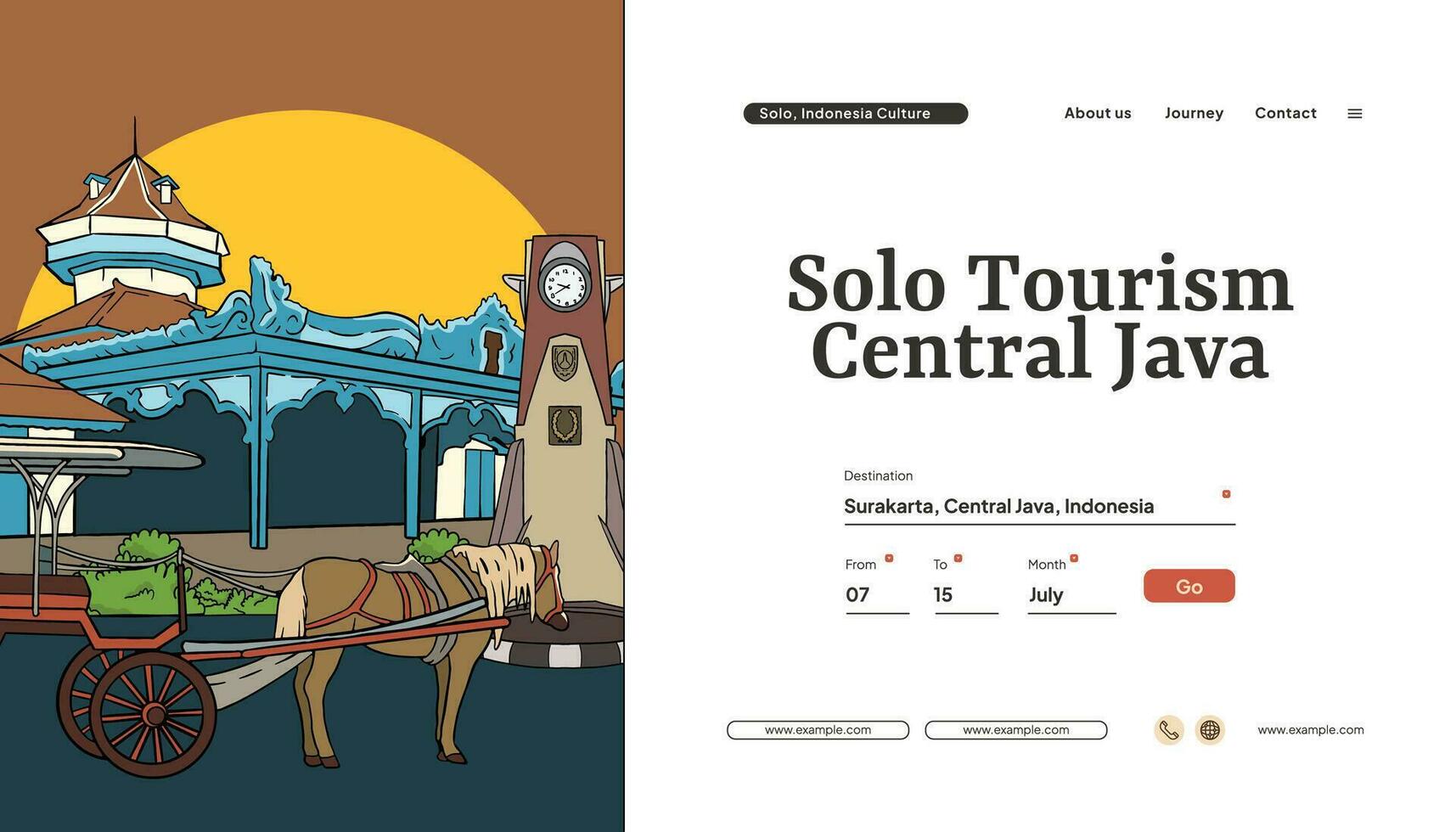 Ethnic Landing Page design with illustration of Culture Central Java vector