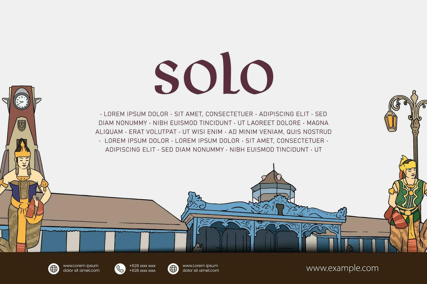 Cultural Event design layout template background with illustration of Solo Central Java Culture vector