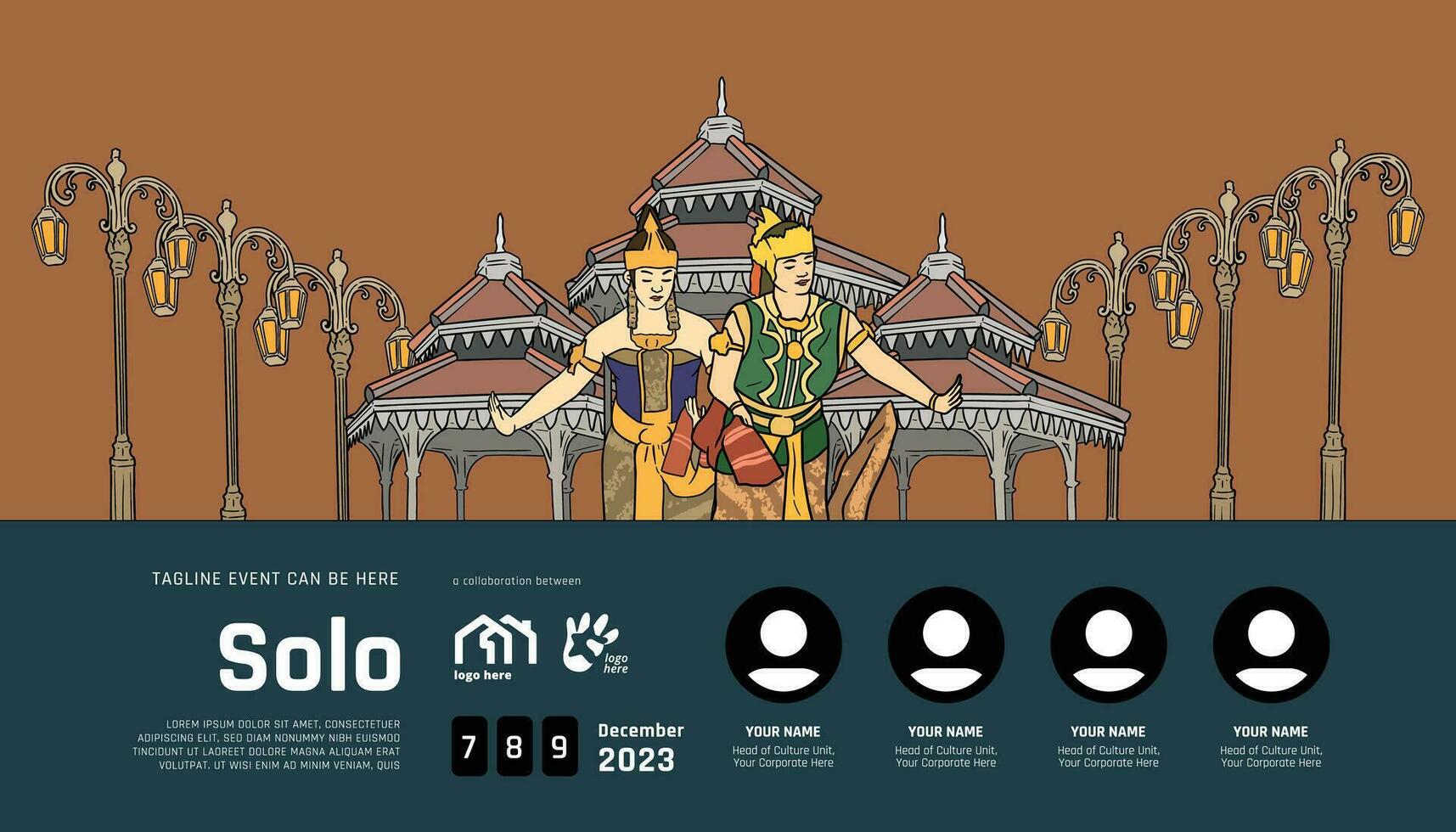 Cultural Event design layout template background with illustration of Solo Central Java Culture vector