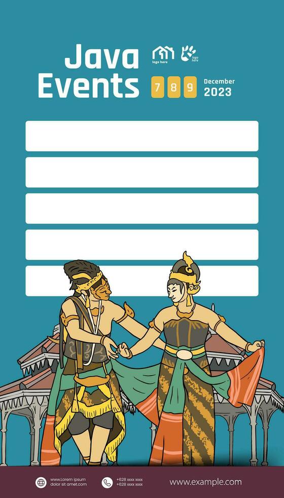 Social Media Post Idea Template with Indonesian illustration of Solo Culture Central Java vector