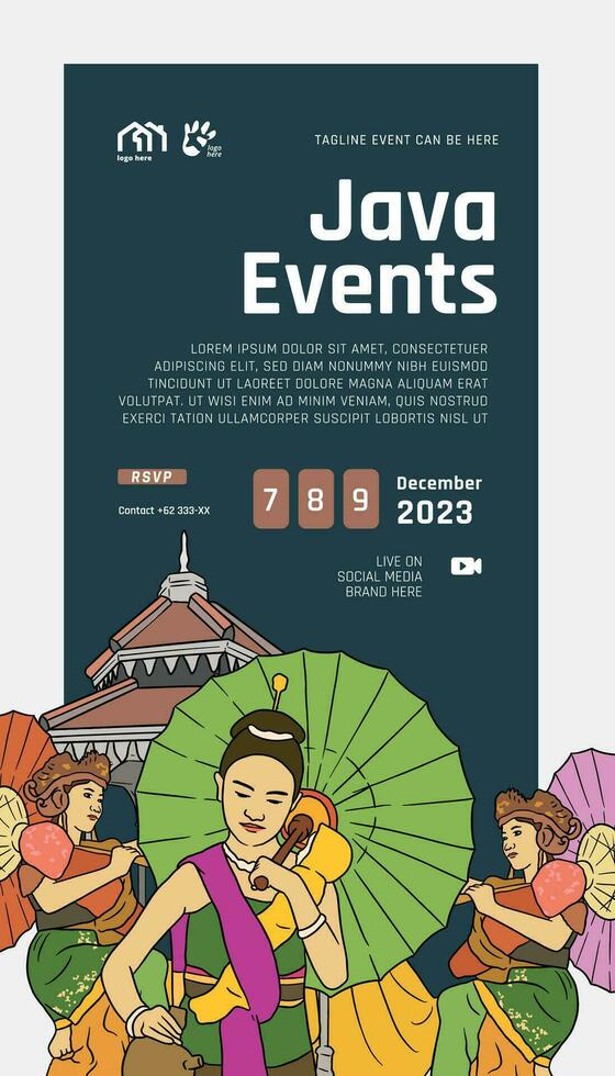 surakarta central Java diseño diseño idea para social medios de comunicación o evento antecedentes vector