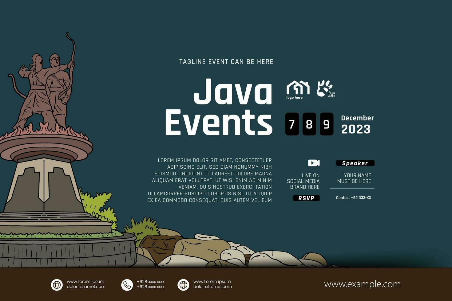 Cultural Event design layout template background with illustration of Solo Central Java Culture vector
