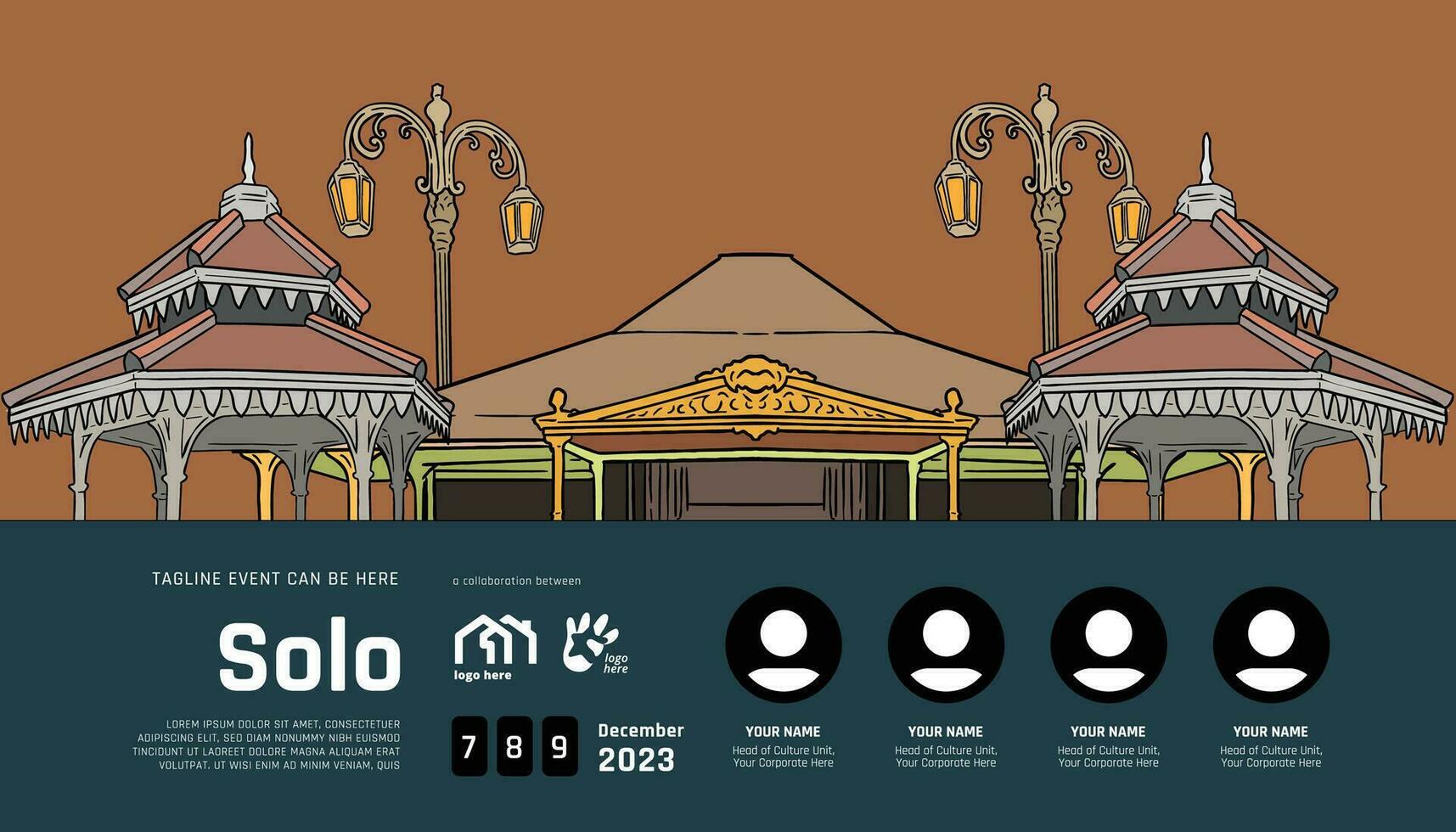 Cultural Event design layout template background with illustration of Solo Central Java Culture vector