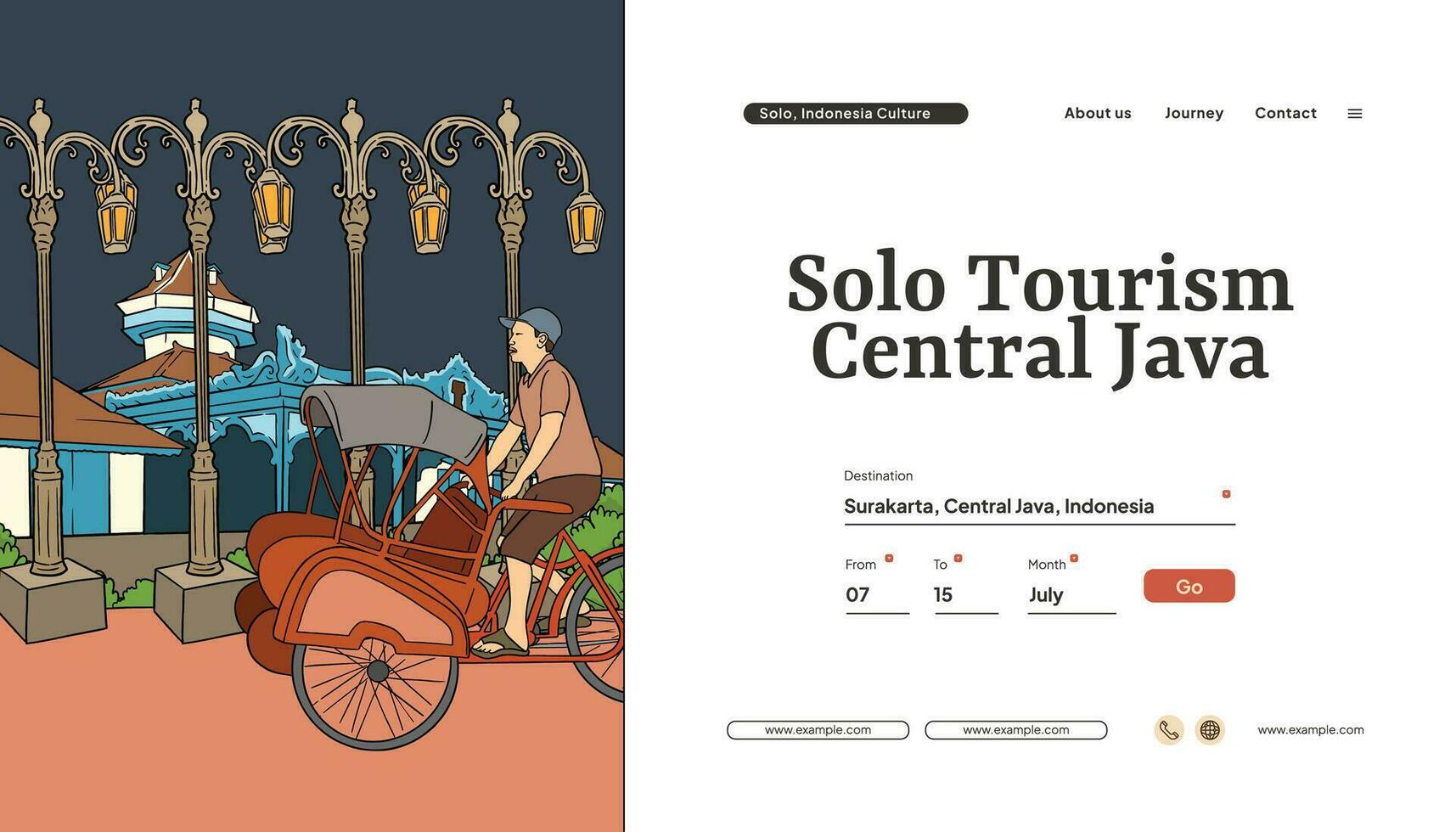 Ethnic Landing Page design with illustration of Culture Central Java vector