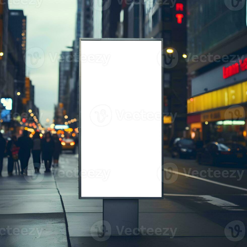 Blank advertisement billboard on sidewalk mockup. Generative AI photo