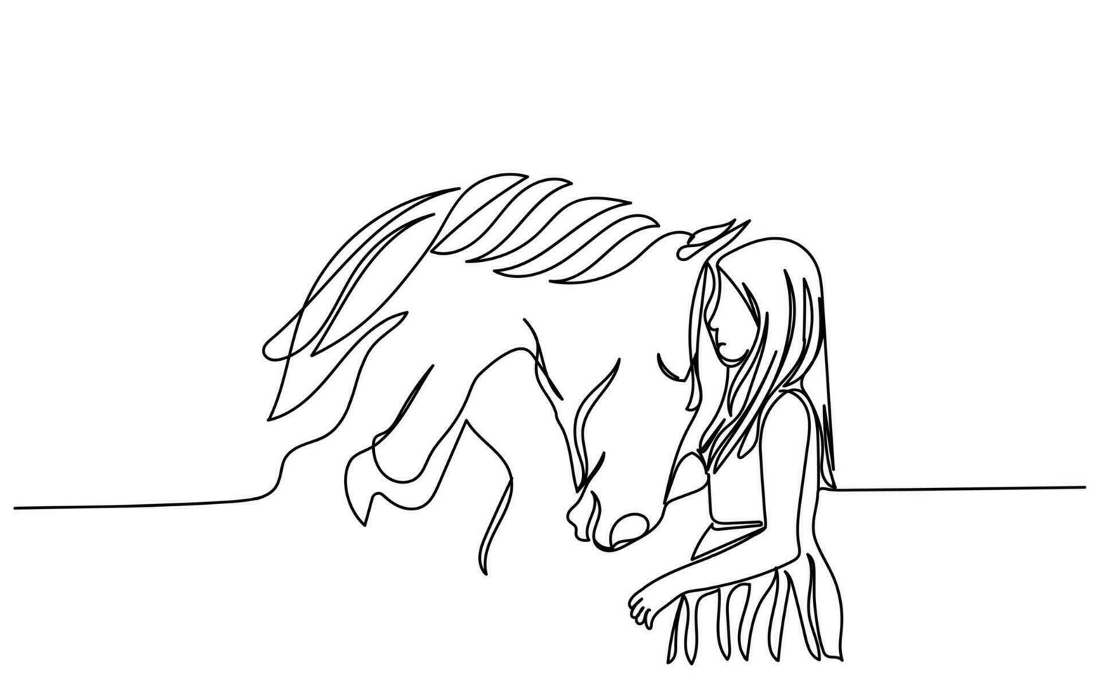 Beautiful girl with her andalusian horse vector