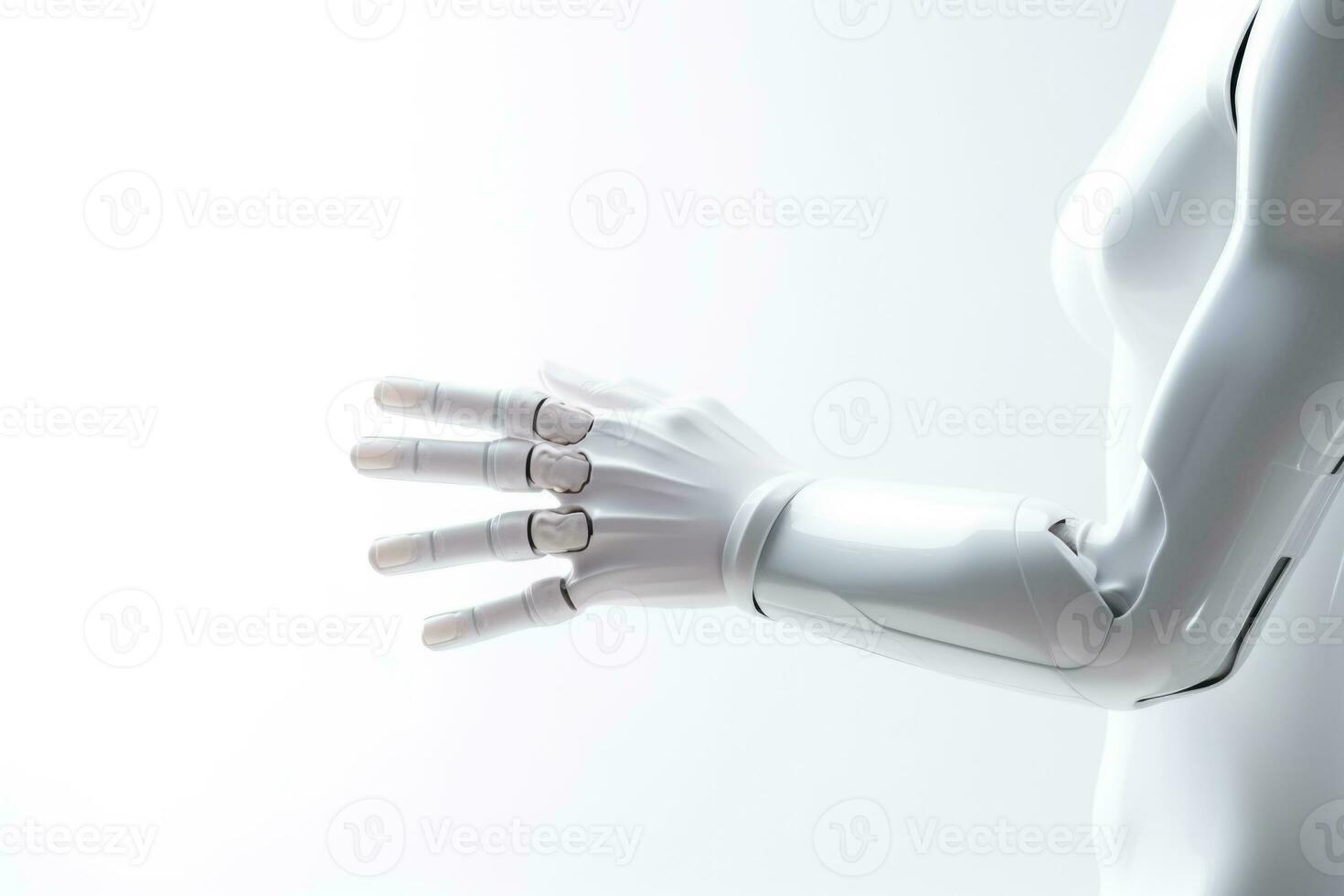 Robotic hand extended in a gesture. Generative AI photo