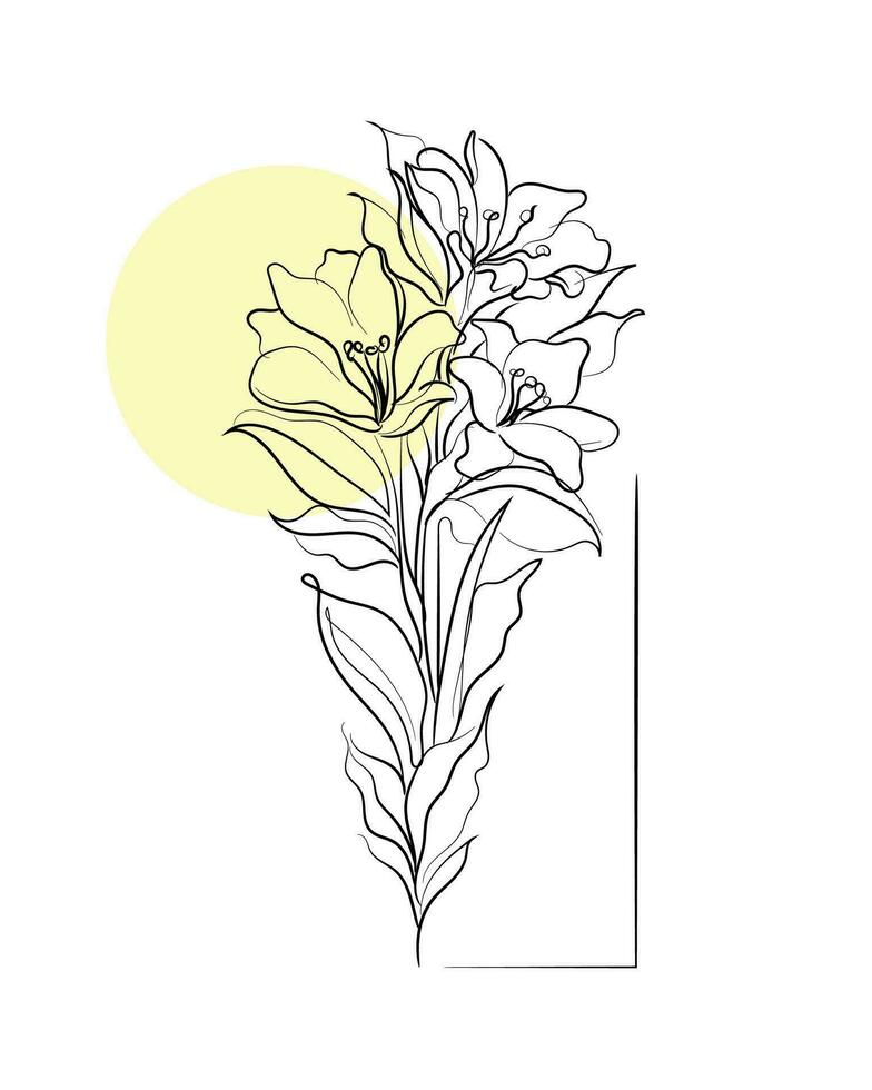 Line art vector of Lily. Lily flower abstract art