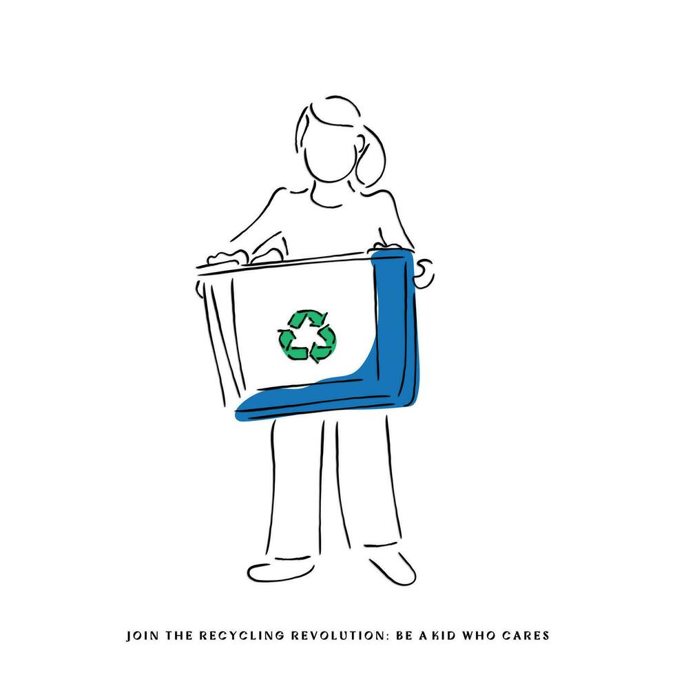 line art vector of recycling revolution.