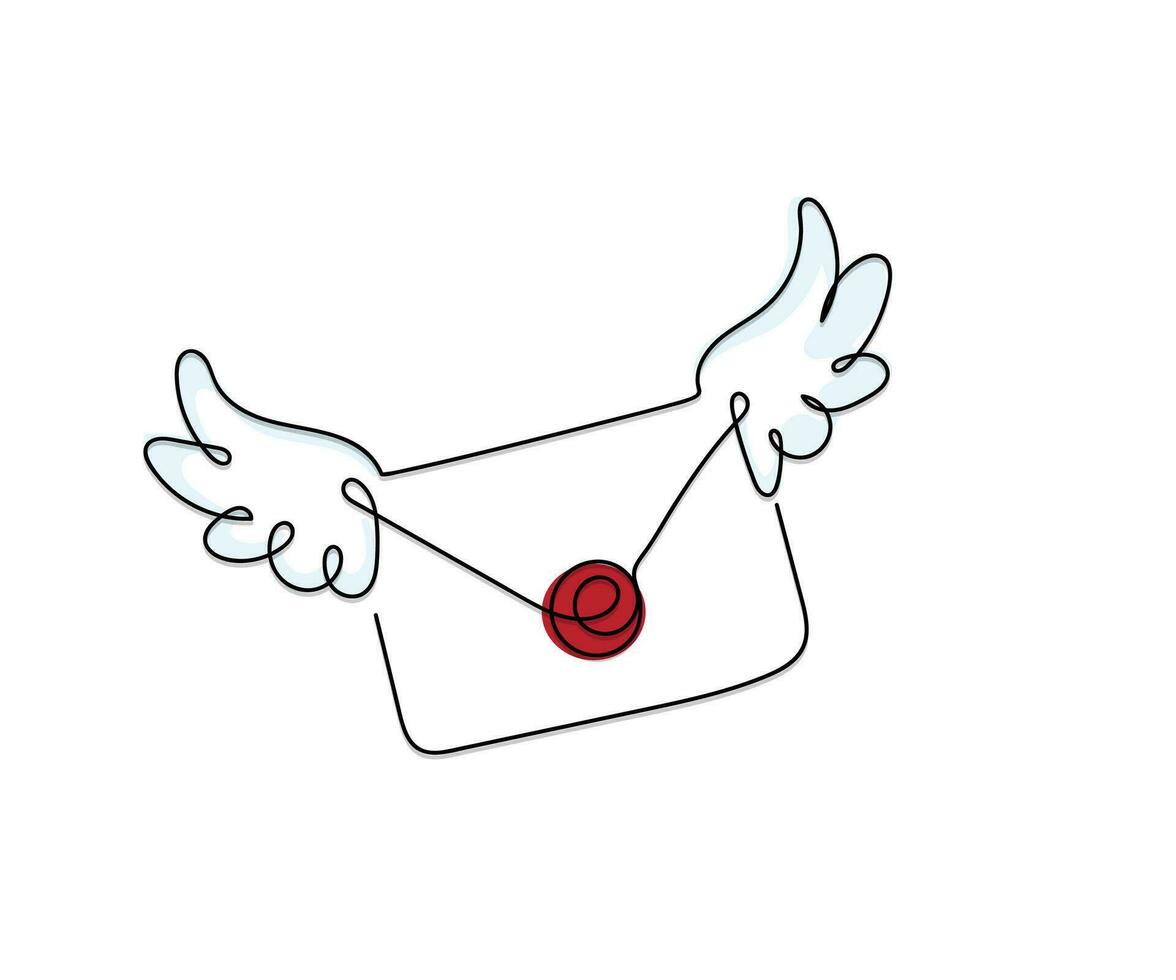 Line art vector of the bird holding envelope