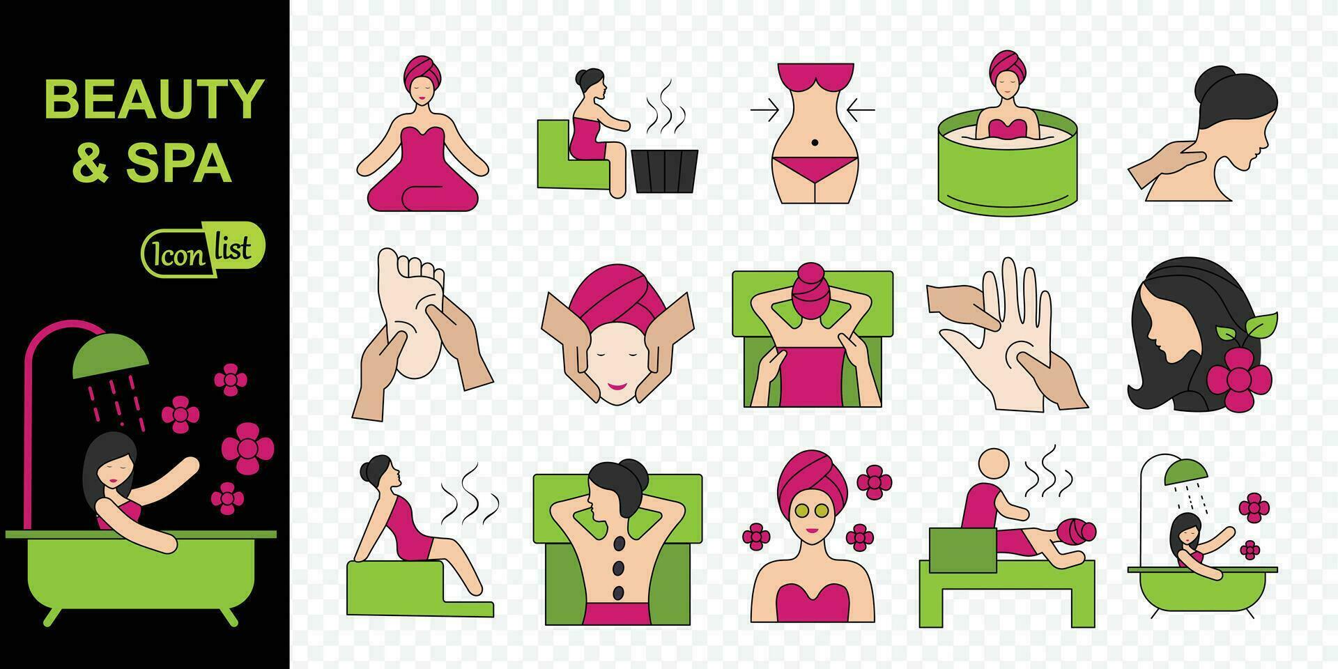 Beauty and Spa editable stroke line icons set .Spa icons for web and mobile app. Vector illustration