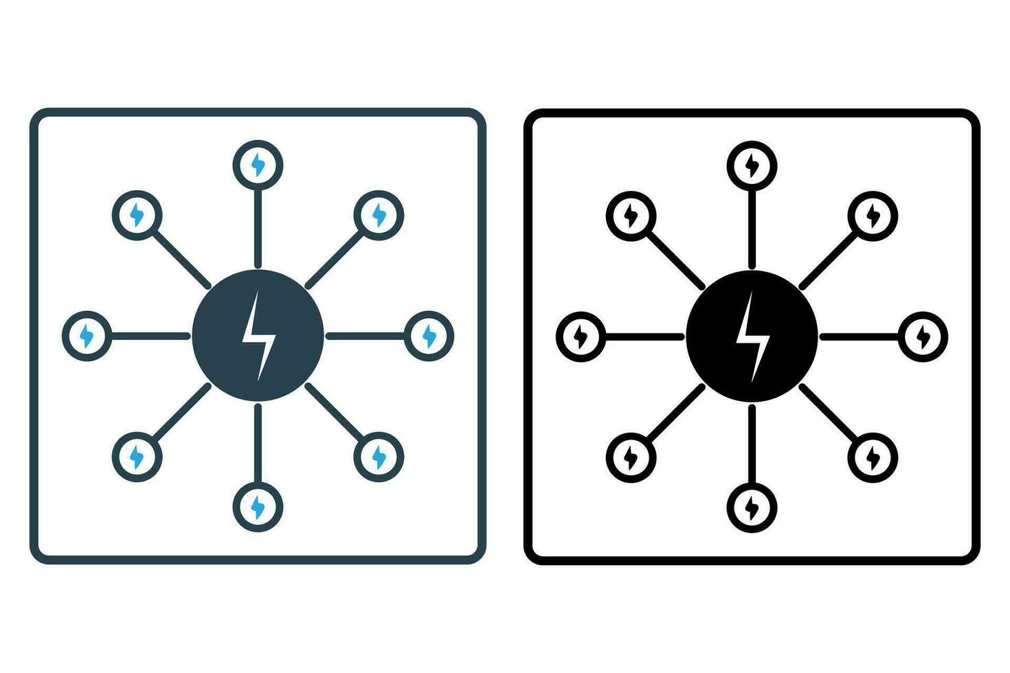 smart grid icon. Grid with interconnected energy sources. icon related to industry, technology. solid icon style. simple vector design editable