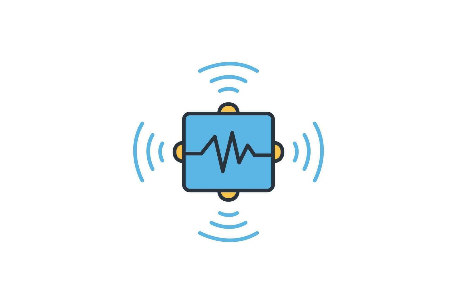 advanced sensors icon. sensor with data waves. icon related to technology. flat line icon style. simple vector design editable