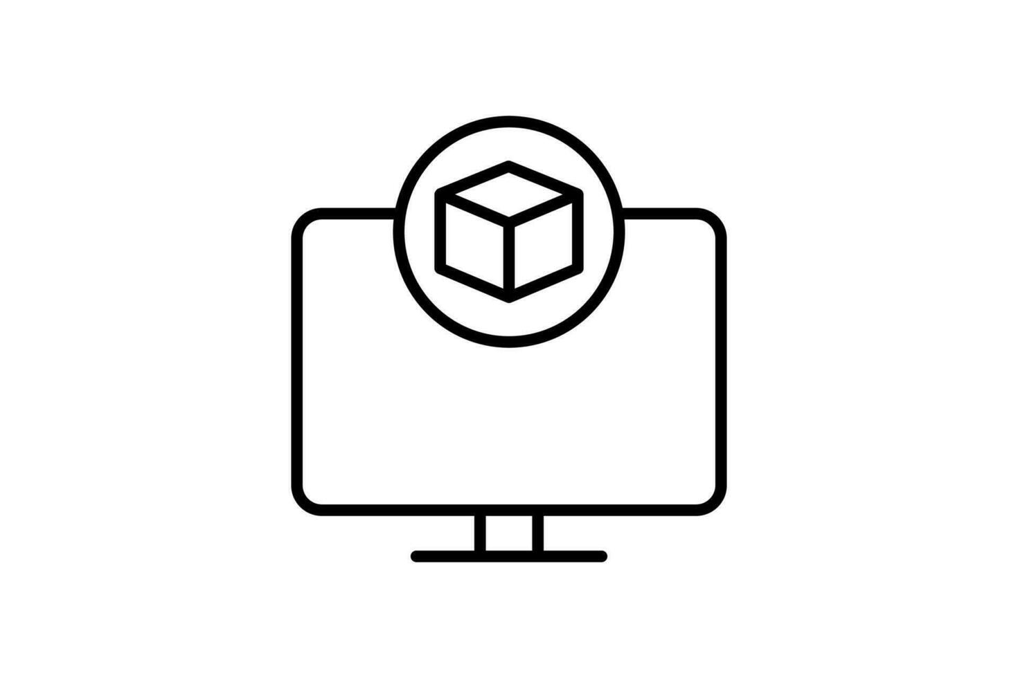 3d screen icon. screen with augmented reality. icon related to 3D display technology. line icon style. simple vector design editable