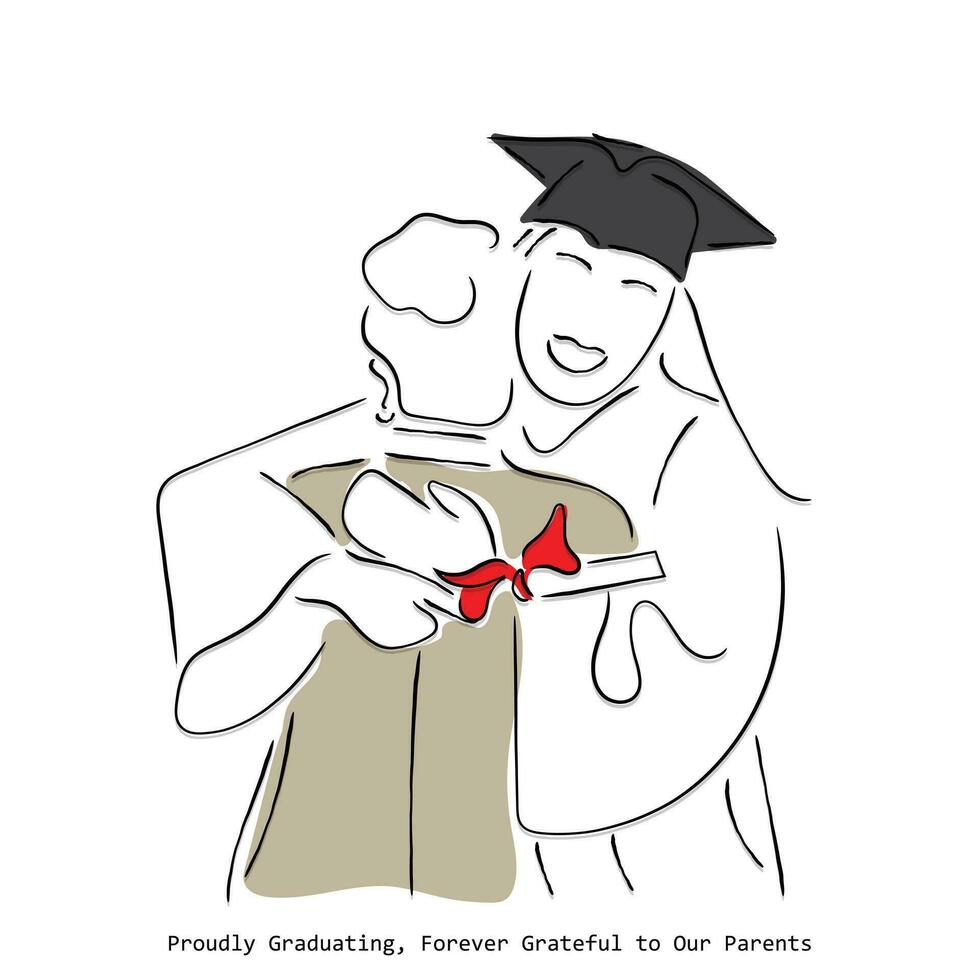 line art vector of graduation.