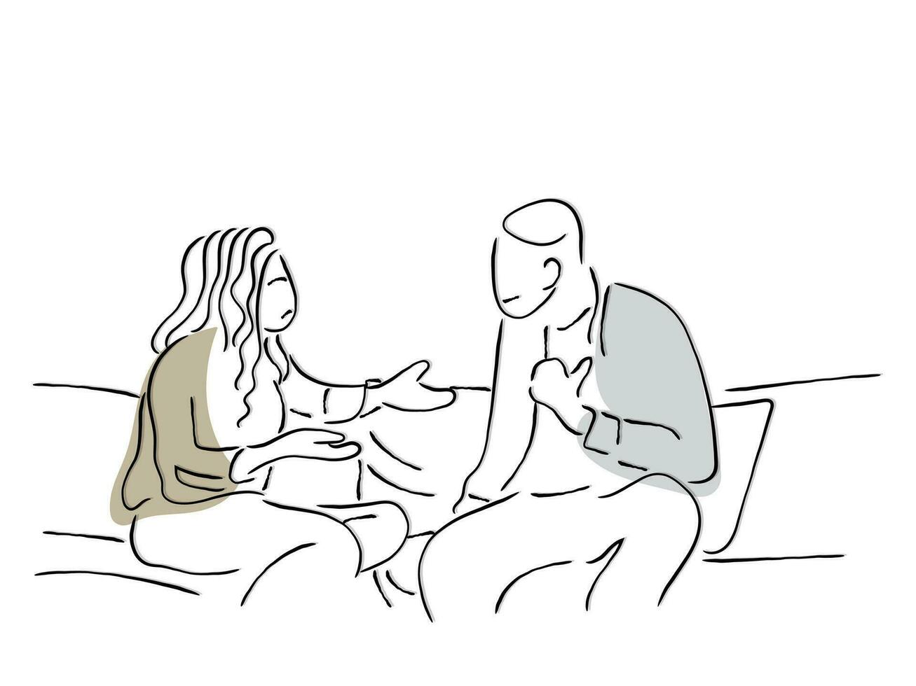 Line art vector of a troubled couple. Couple psychotherapy.