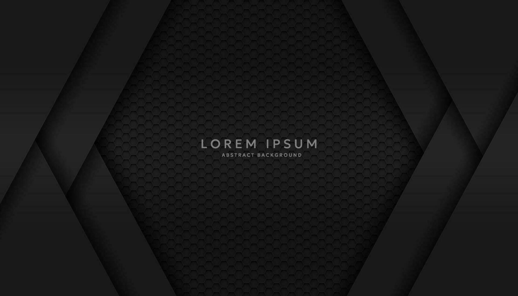 Modern hexagonal black material texture background overlaid with black paper vector