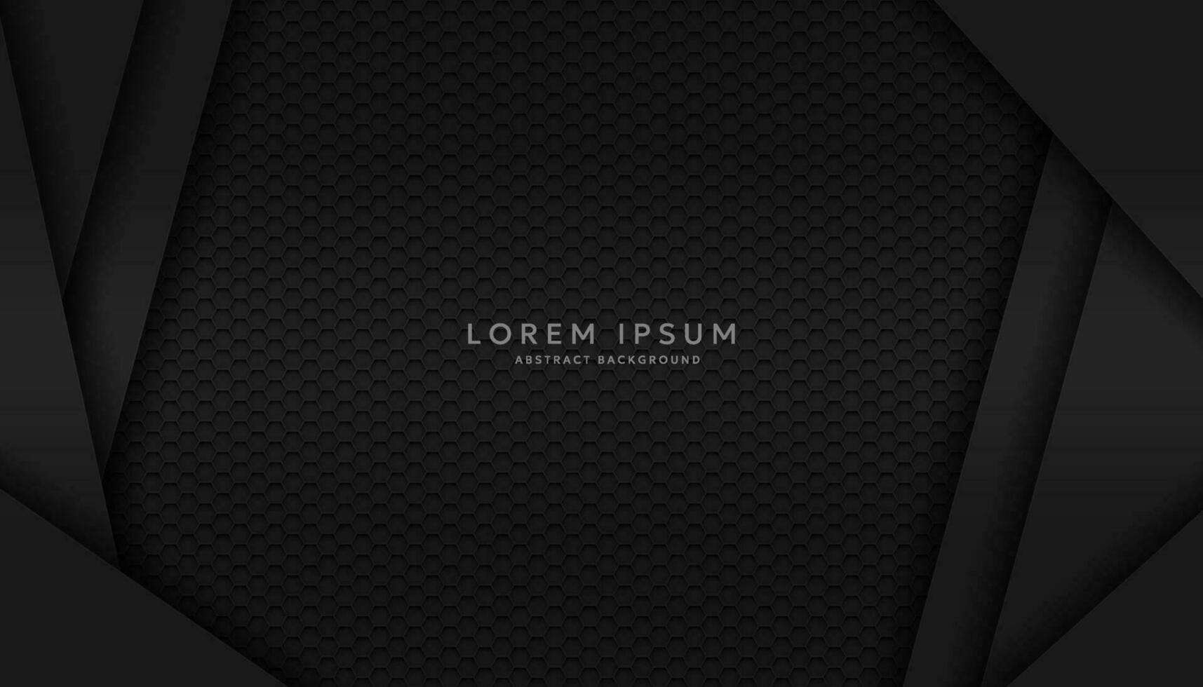 Modern hexagonal black material texture background overlaid with black paper vector
