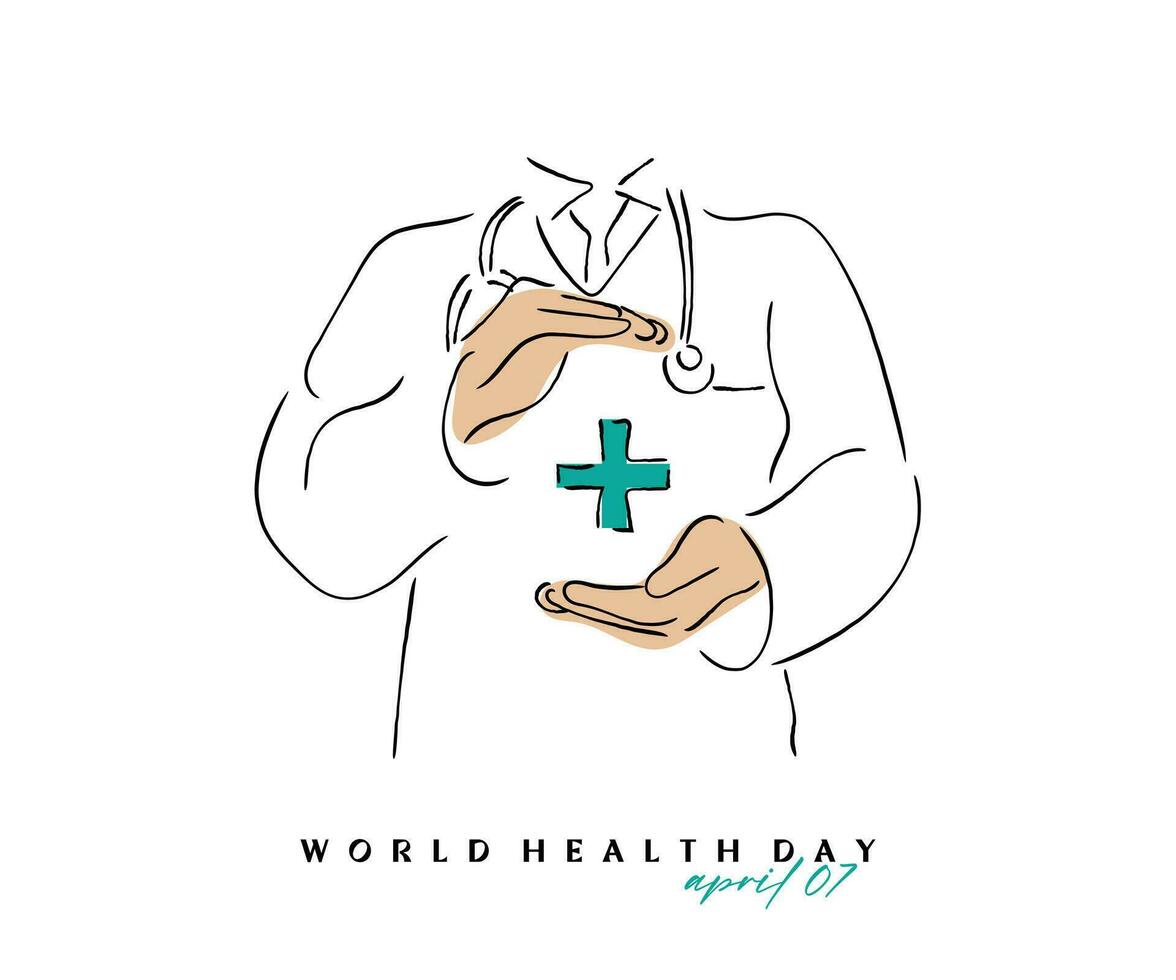 línea Arte vector de mundo salud día.