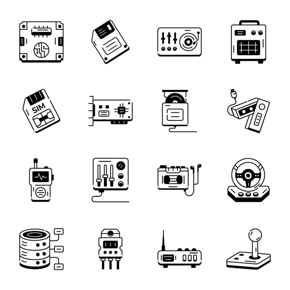 Set of Hardware Accessories Line Icons vector