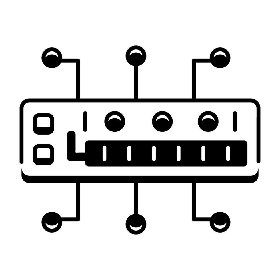hardware componentes línea icono vector