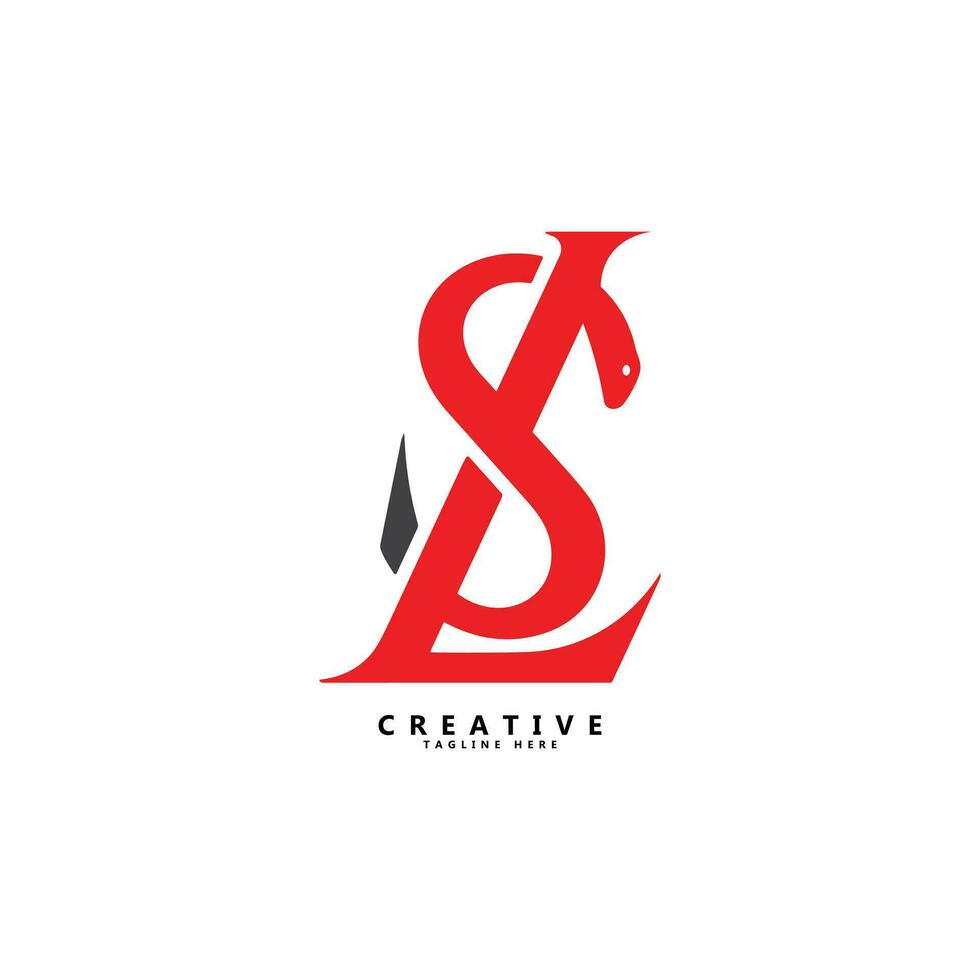 LS letter snake shape logo design vector