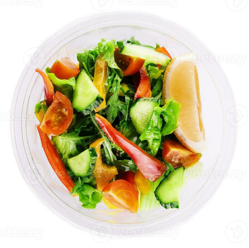 vegetable salad in a plastic container photo