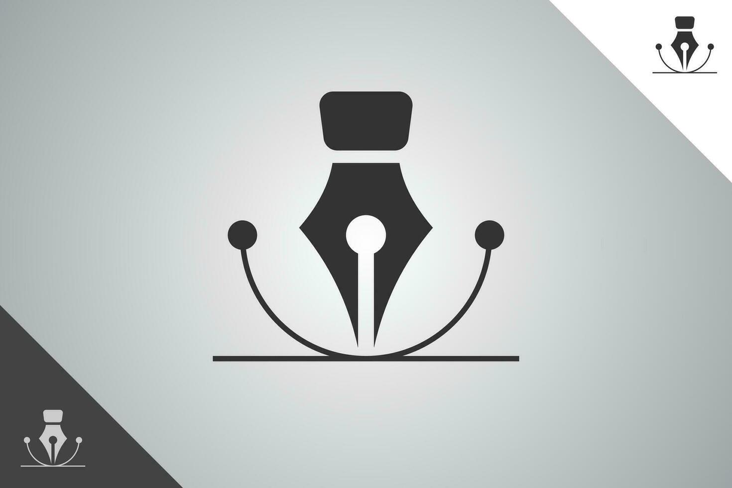 Classic pen modern logotype. Perfect and minimal logo for business related to art, design and creativity industry. Isolated background. Vector eps 10.