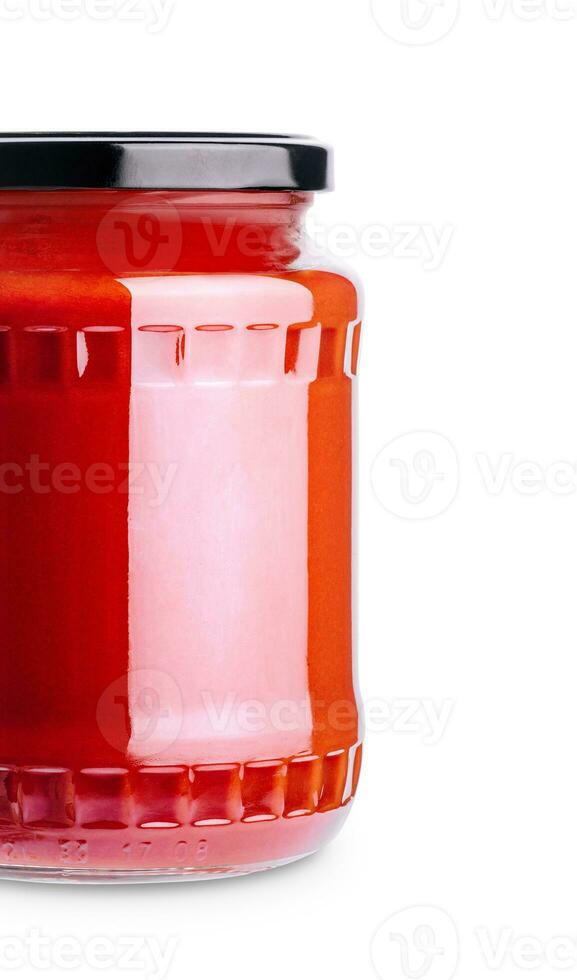 Tomato paste jar isolated on white photo