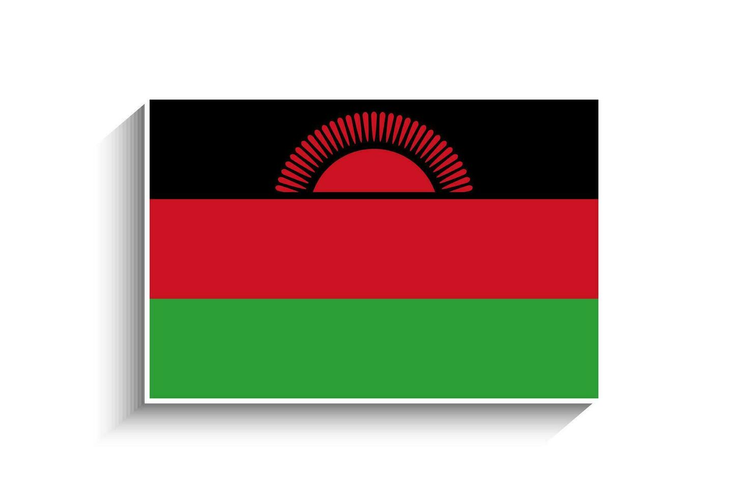 Flat Rectangle Malawi Flag Icon vector