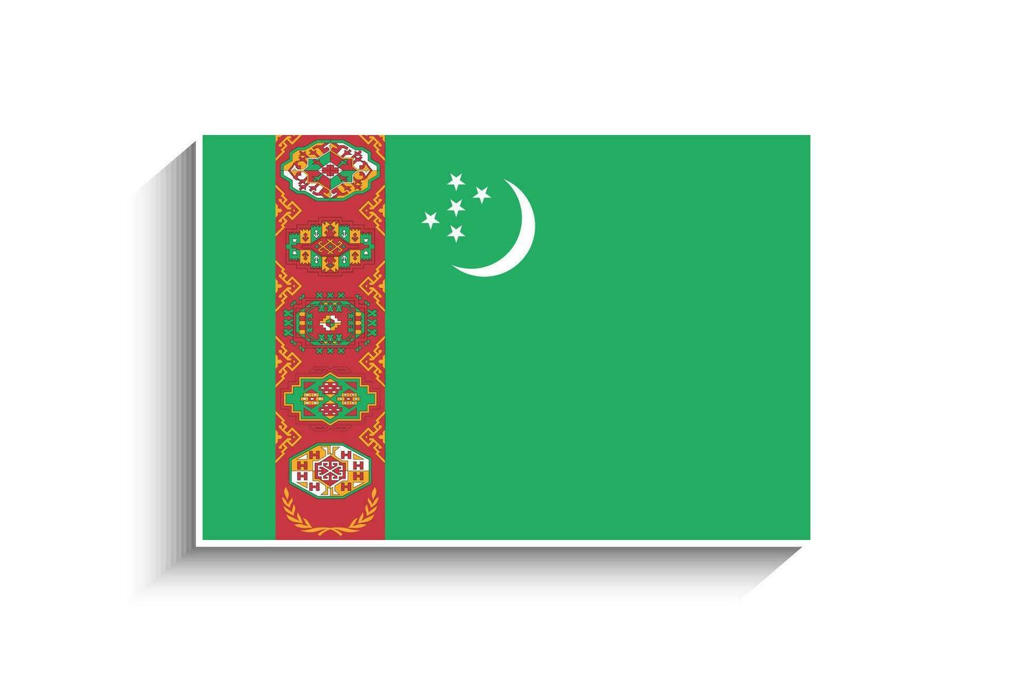 Flat Rectangle Turkmenistan Flag Icon vector