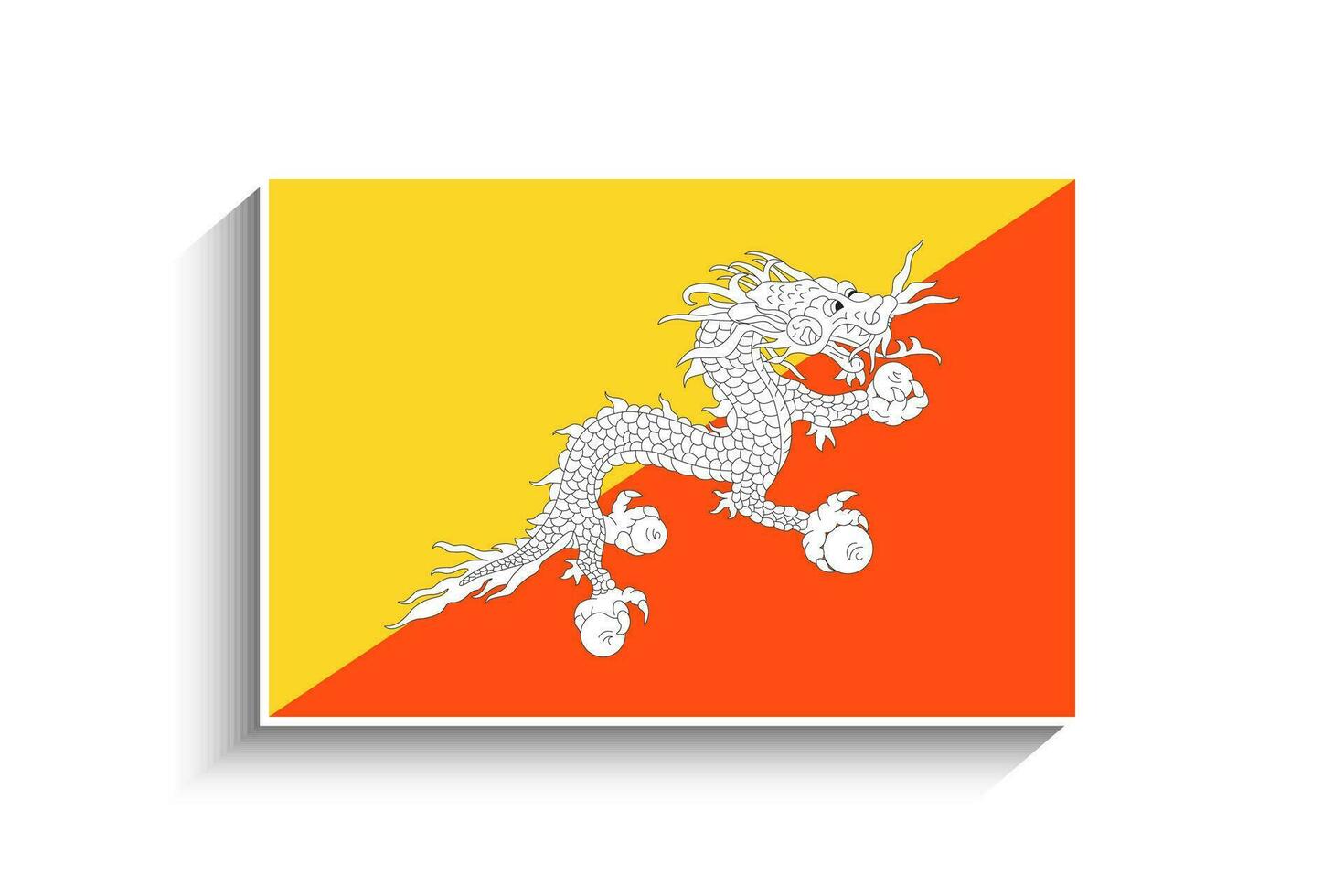 Flat Rectangle Bhutan Flag Icon vector