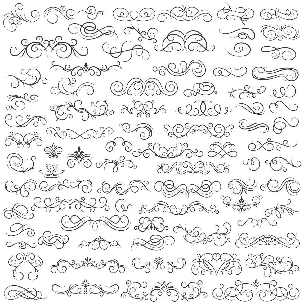 Vector graphic elements for design vector elements. Swirl elements decorative illustration. Classic calligraphy swirls, greeting cards, wedding invitations, royal certificates and graphic design.