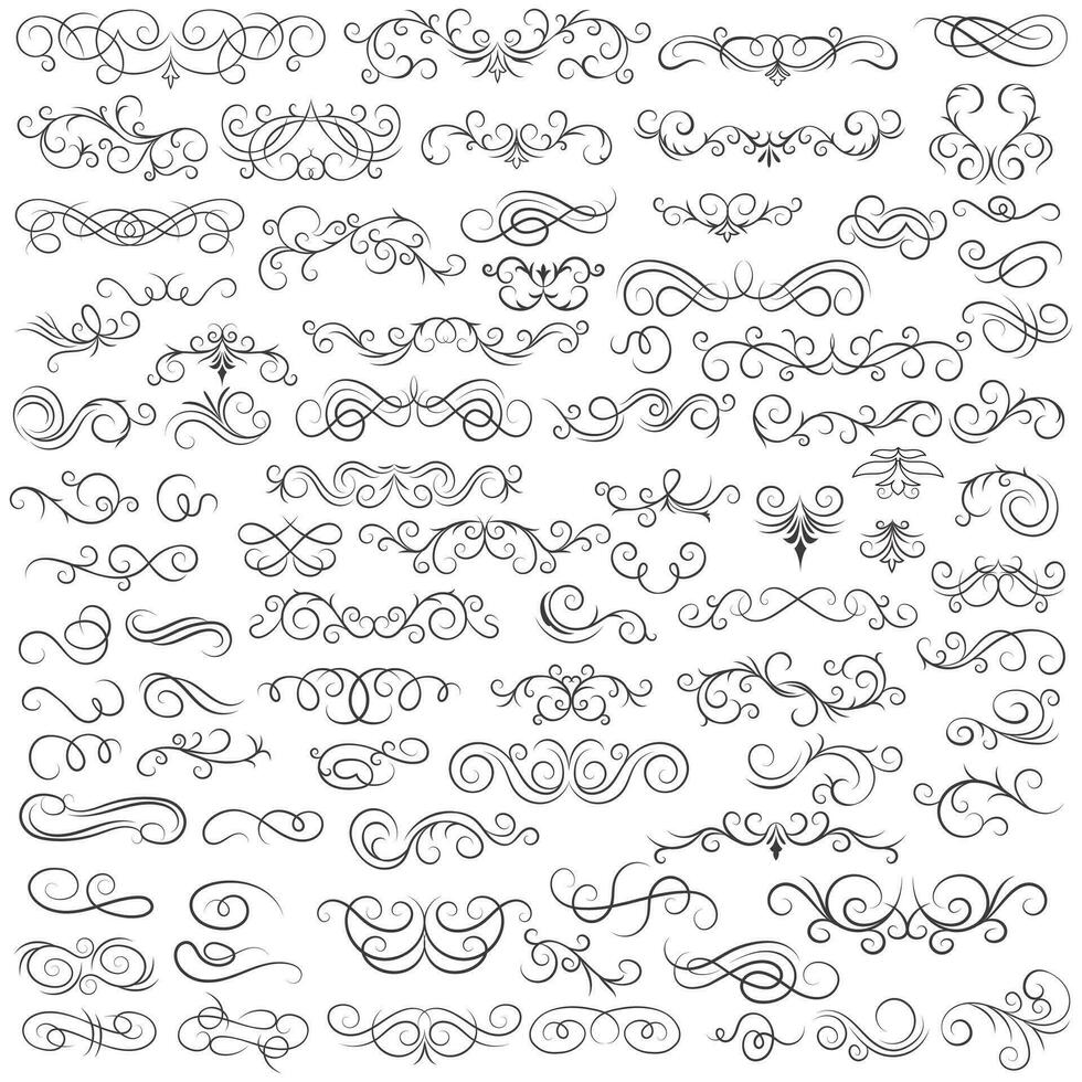 Vector graphic elements for design vector elements. Swirl elements decorative illustration. Classic calligraphy swirls, greeting cards, wedding invitations, royal certificates and graphic design.