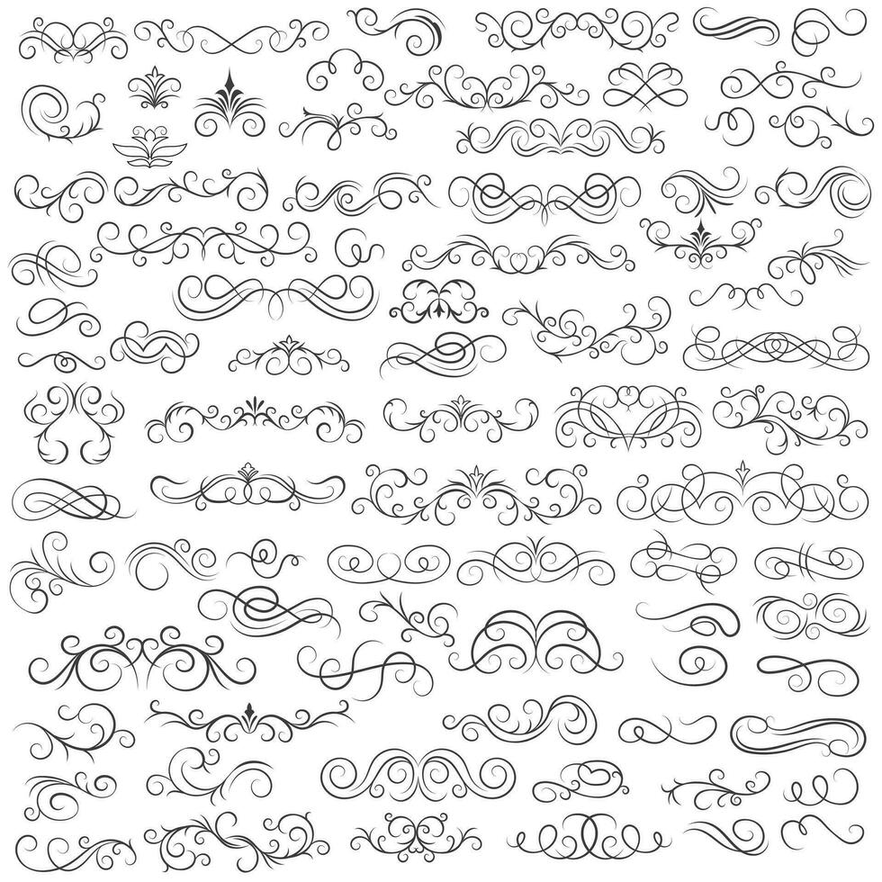 Vector graphic elements for design vector elements. Swirl elements decorative illustration. Classic calligraphy swirls, greeting cards, wedding invitations, royal certificates and graphic design.